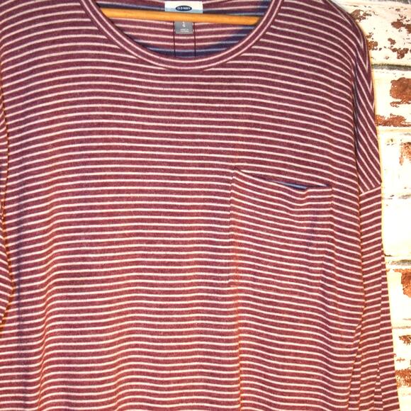 Old Navy Burgundy Stripe Long Sleeve Light Knit - Picture 3 of 7